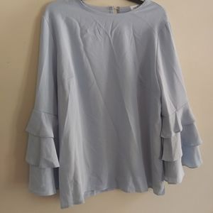 NWOT Leo Rosi pale blue blouse full sleeves XL